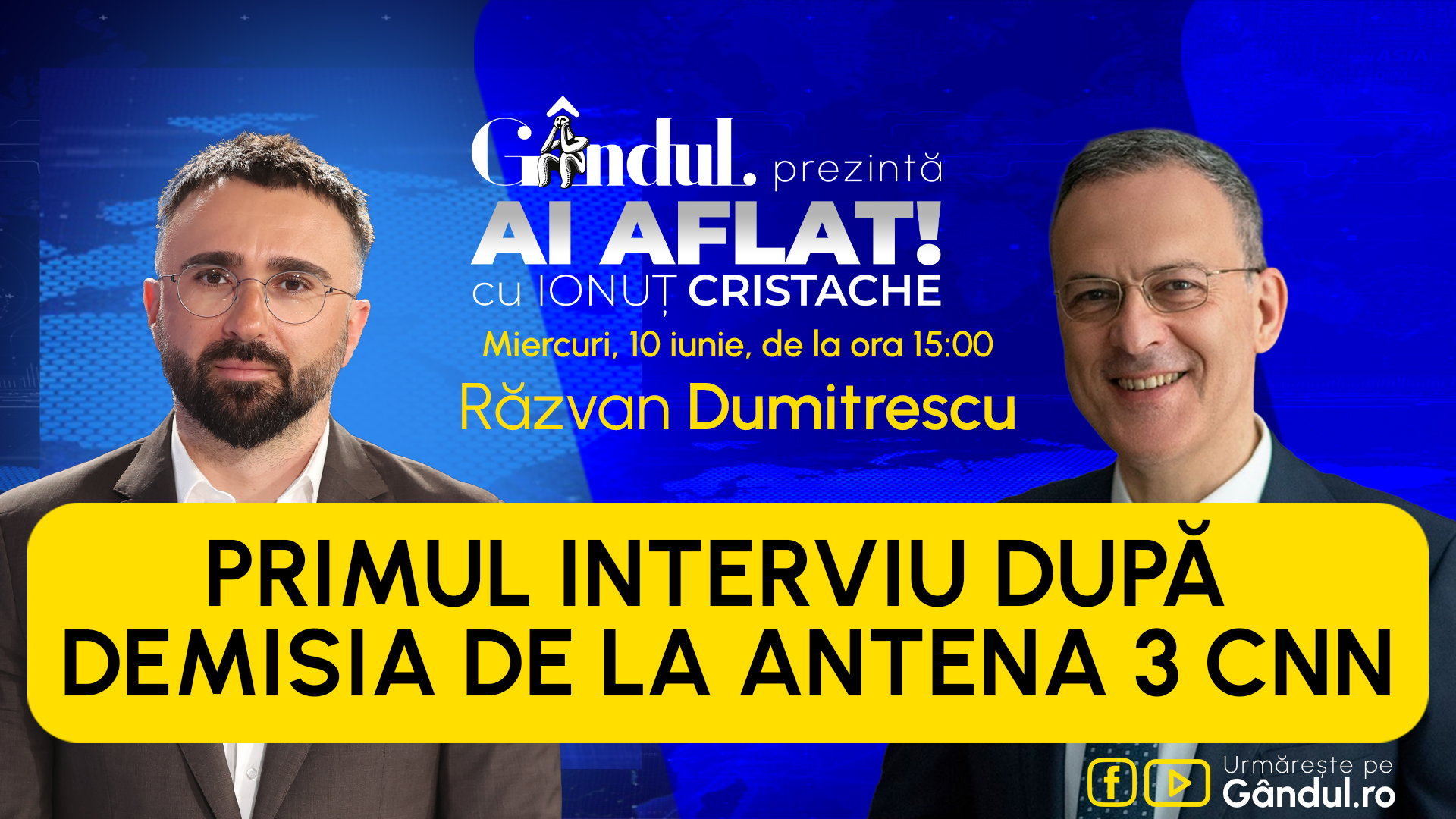 „Ai Aflat! cu Ionuț Cristache” debutează miercuri, 10 iunie, live pe Gândul. Invitat: Răzvan Dumitrescu