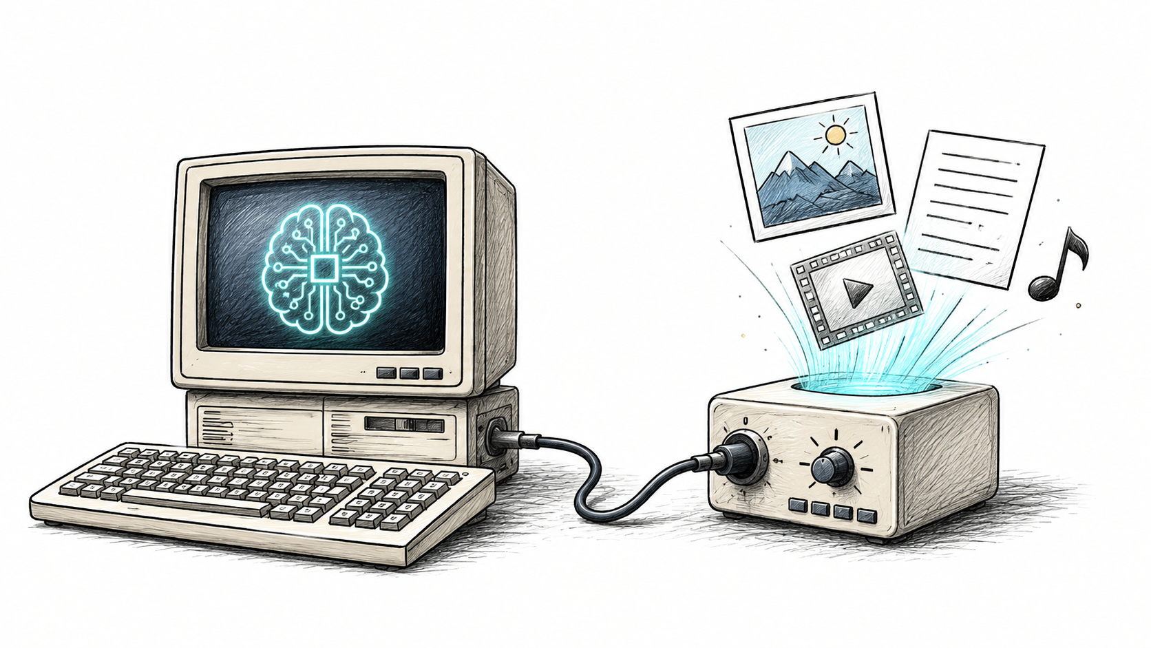 Un artist digital care folosește un laptop cu ecranul luminat, simbolizând creația asistată de AI