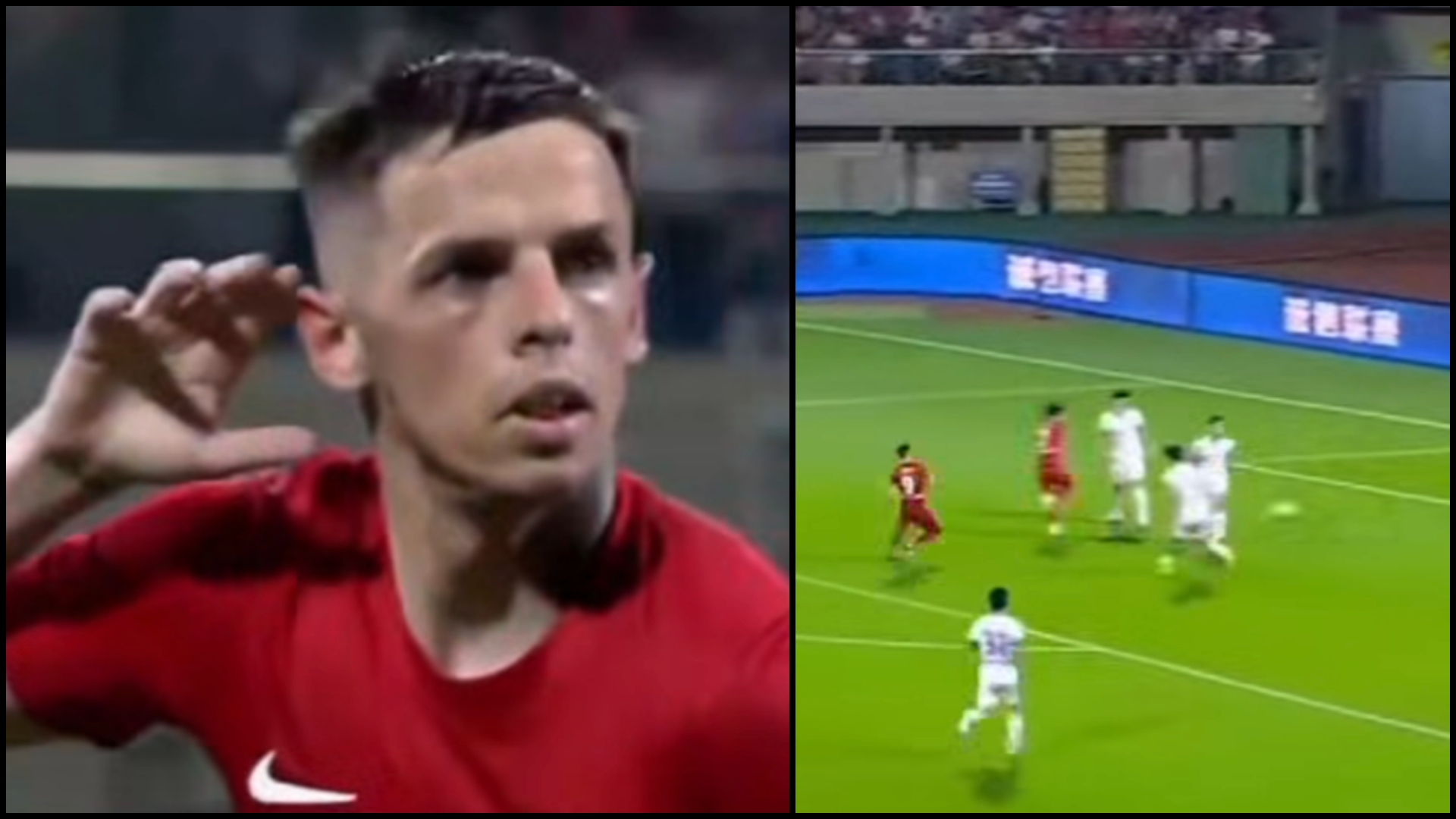 Alexandru Cîmpanu sărbătorind golul marcat pentru Chongqing Tonglianglong