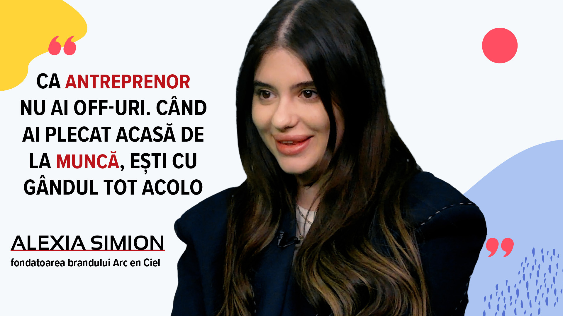 Alexia Simion, tânără antreprenoare, ținând un produs Arc-en-ciel