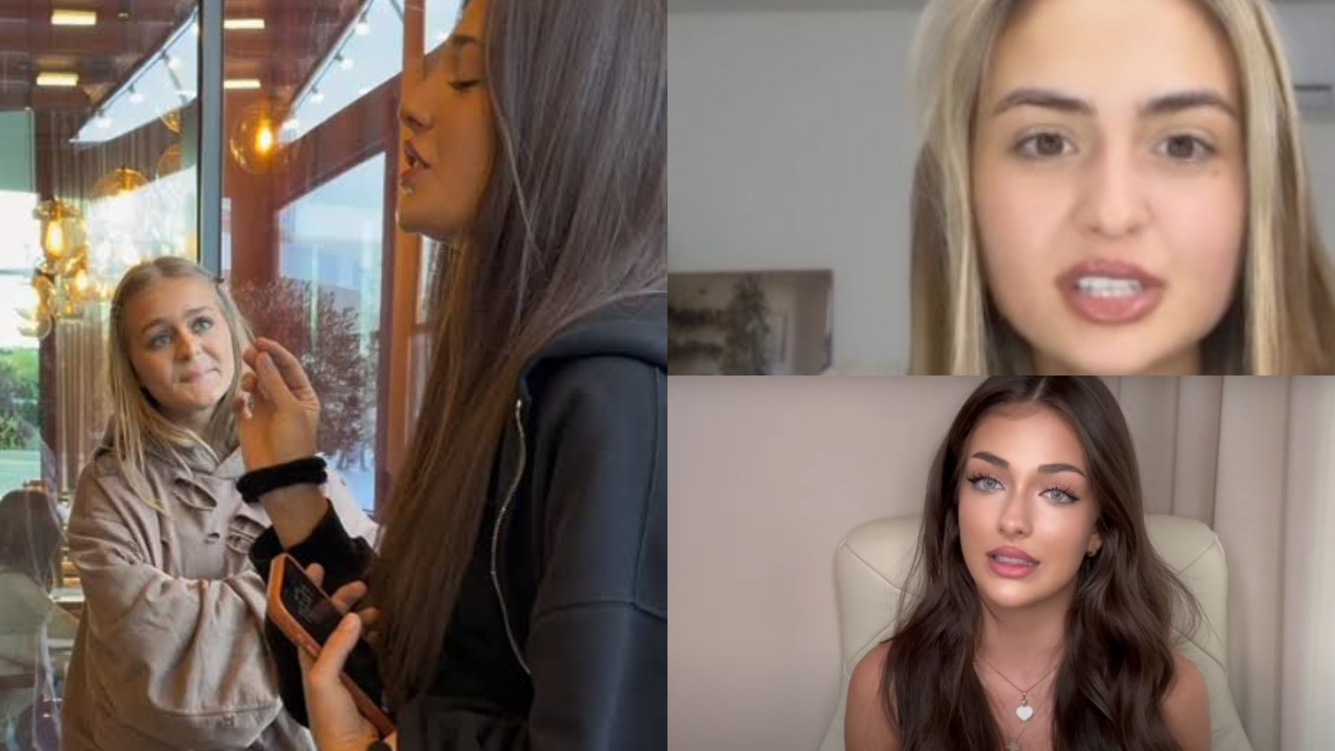Andreea Bostănică și Ana Beregoi în timpul altercației din restaurant