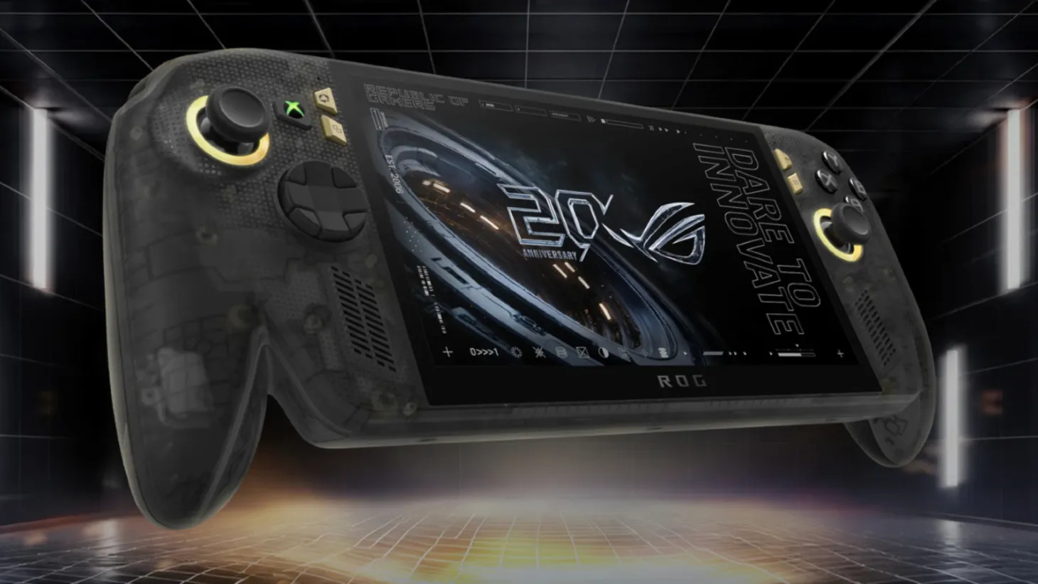 Consola portabilă ASUS ROG Xbox Ally X20 cu ecran OLED și joystick-uri iluminate