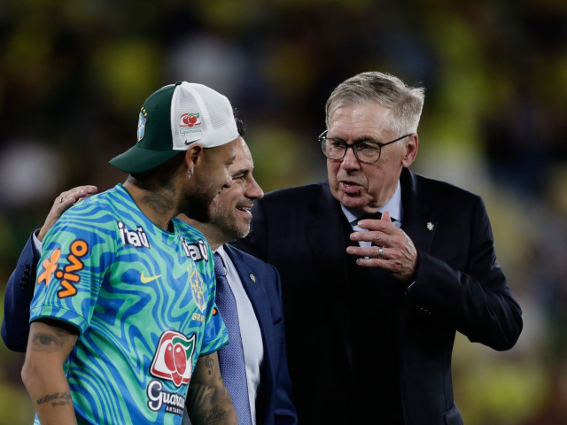 Carlo Ancelotti și Neymar la antrenamentul Braziliei