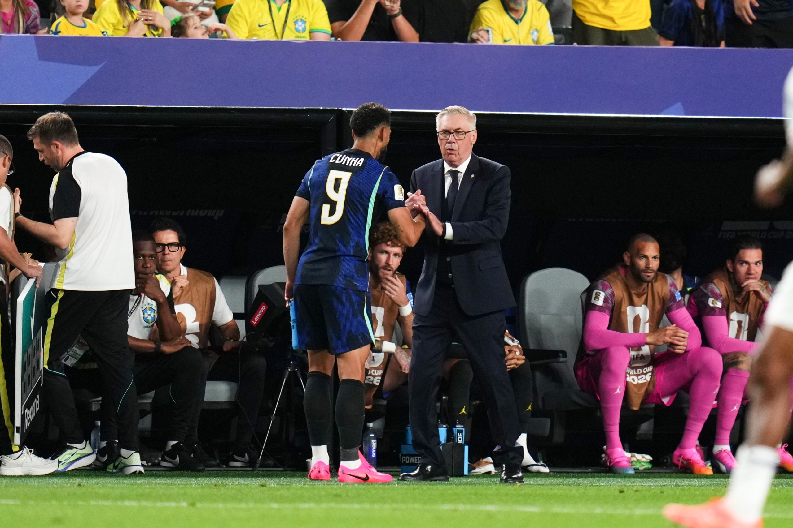 Carlo Ancelotti, antrenorul Braziliei, pe marginea terenului în timpul meciului cu Haiti la CM 2026