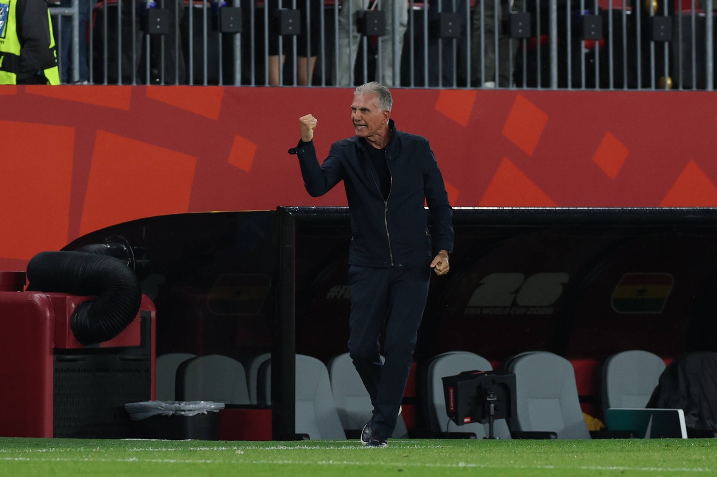 Carlos Queiroz, antrenorul Ghanei, sărbătorind victoria împotriva Panamei la Cupa Mondială 2026