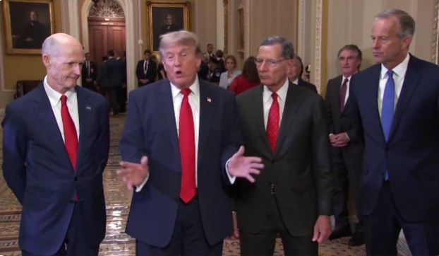Donald Trump și Bill Cassidy în timpul unei dispute