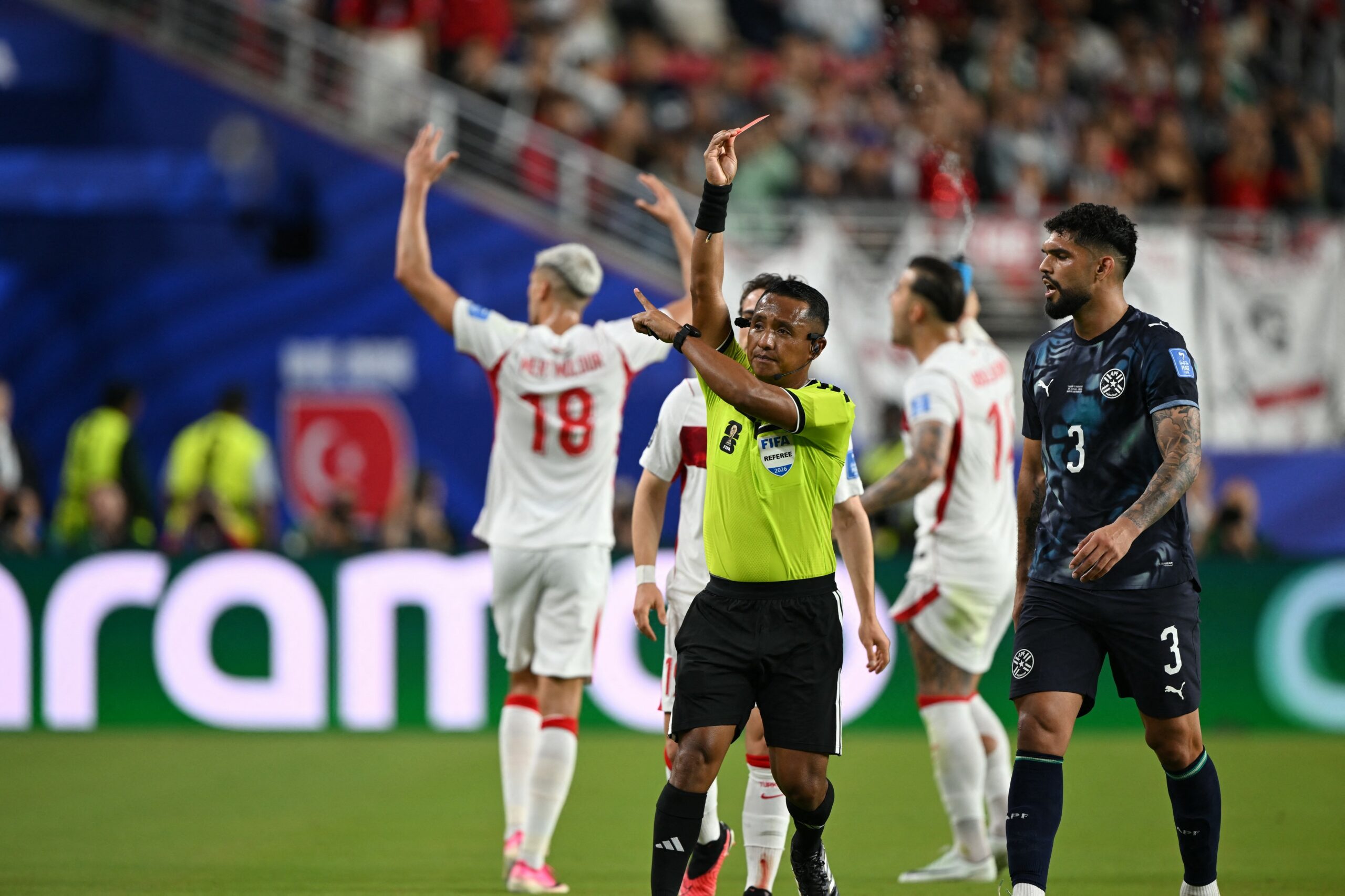Miguel Almiron primește cartonaș roșu de la arbitru în meciul Turcia – Paraguay la Cupa Mondială 2026