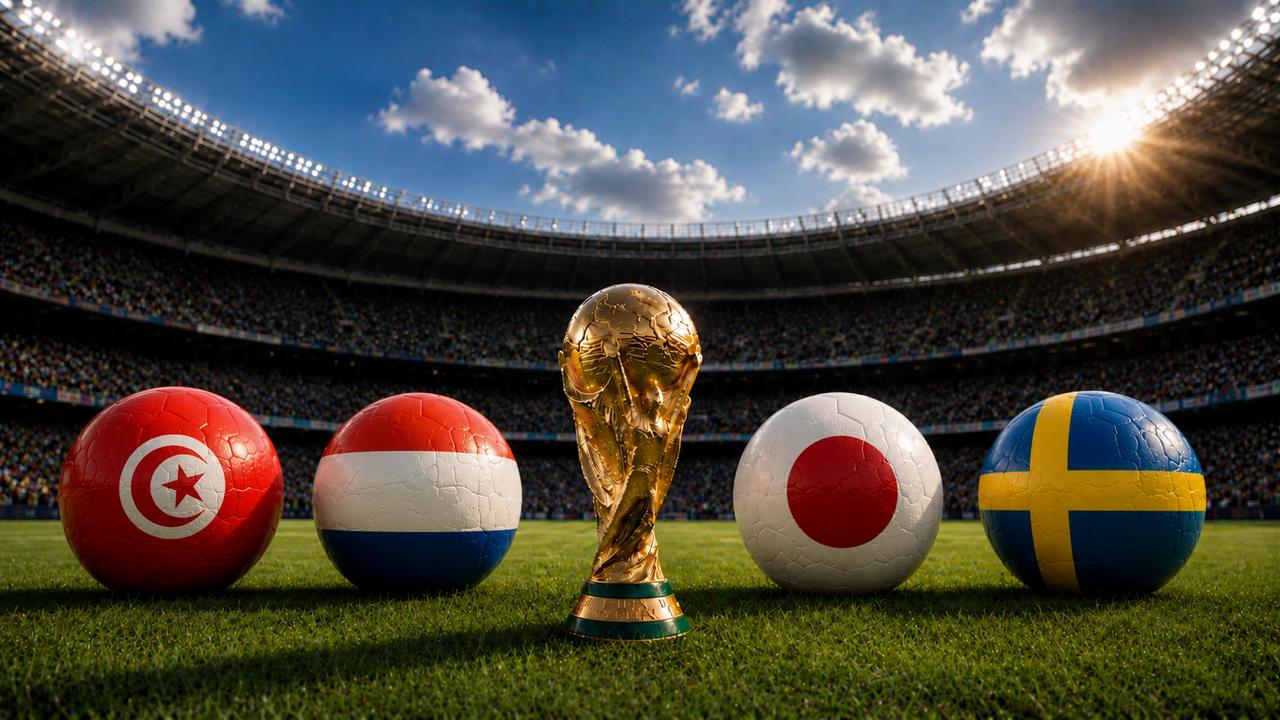 Jucători ai Olandei sărbătoresc victoria cu Tunisia la Cupa Mondială 2026