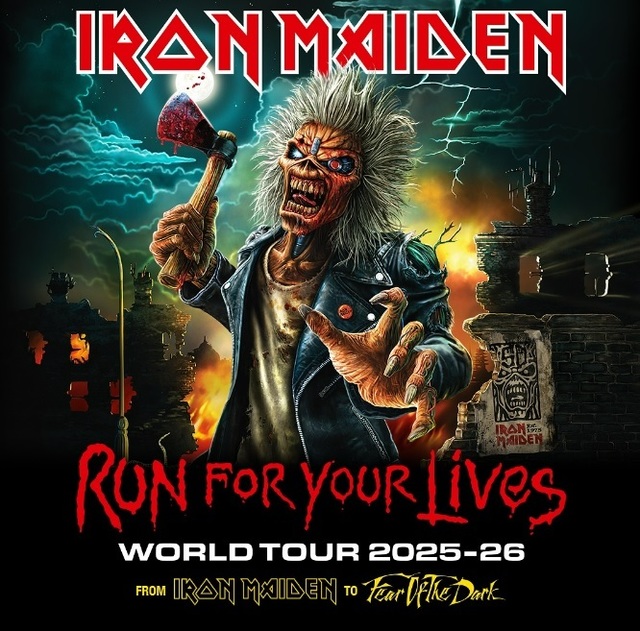 Trupa Iron Maiden pe scenă în timpul concertului