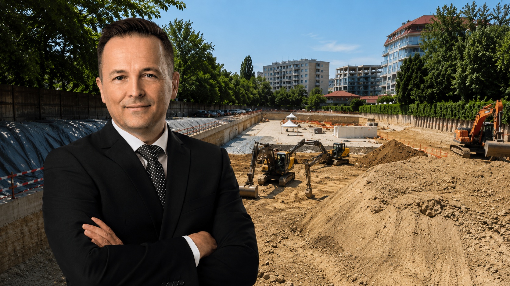Șantier imobiliar cu macarale și clădiri în construcție