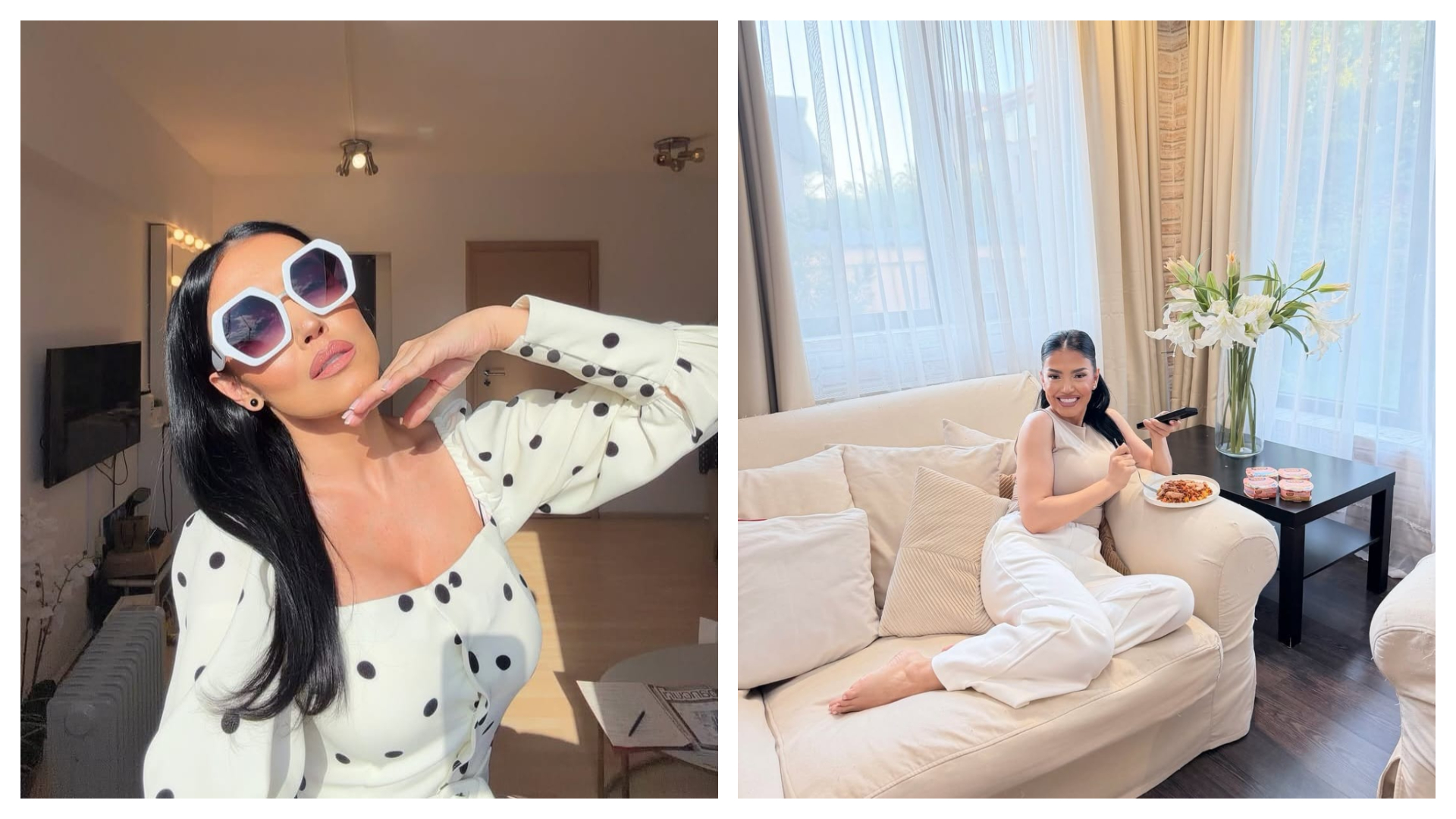 Cum arată casa Andreei Mantea: living open-space, dormitor cu baldachin și dressing cu oglinzi