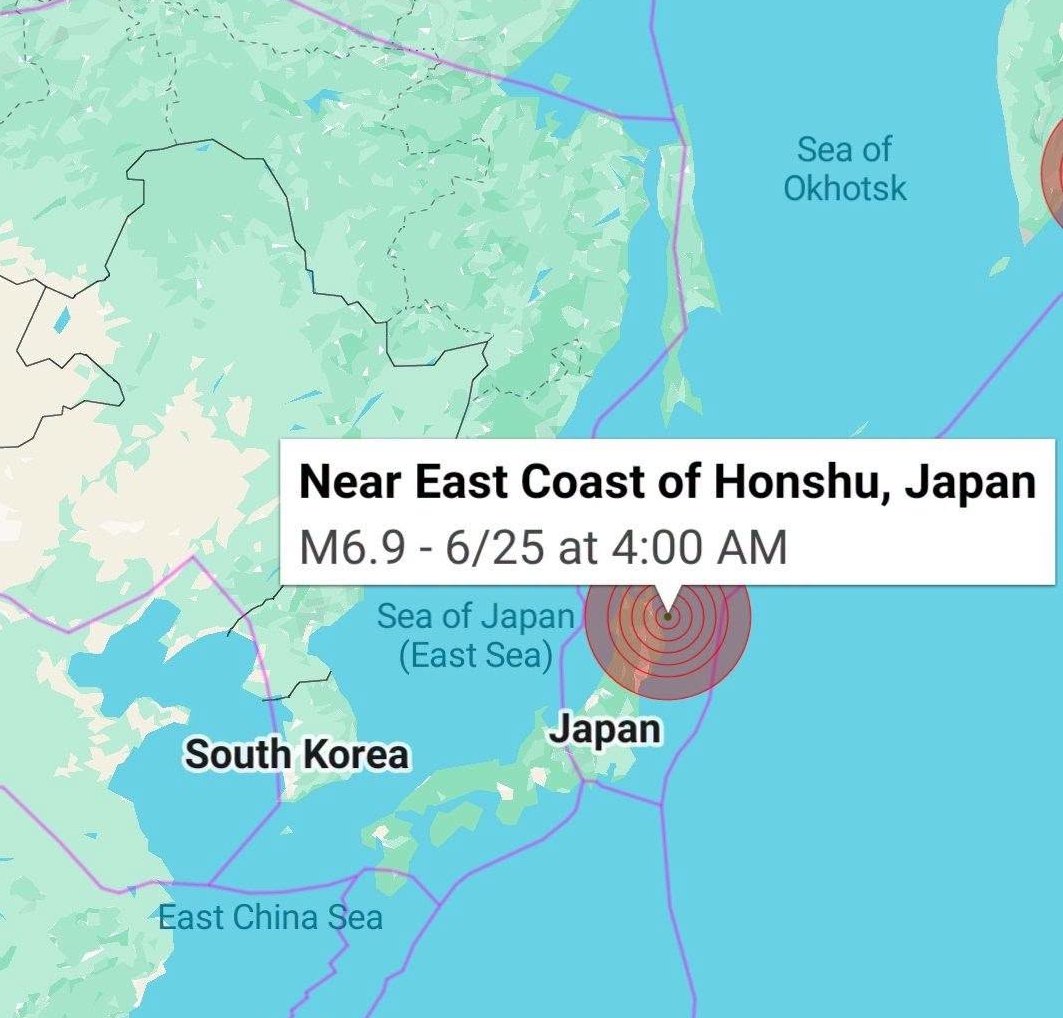 Hartă seismică a Japoniei cu epicentrul cutremurului marcat