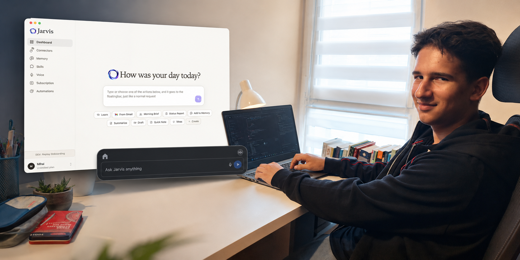 Elev de 16 ani din Sibiu, fără cunoștințe de programare, a creat asistentul AI Jarvis pentru desktop