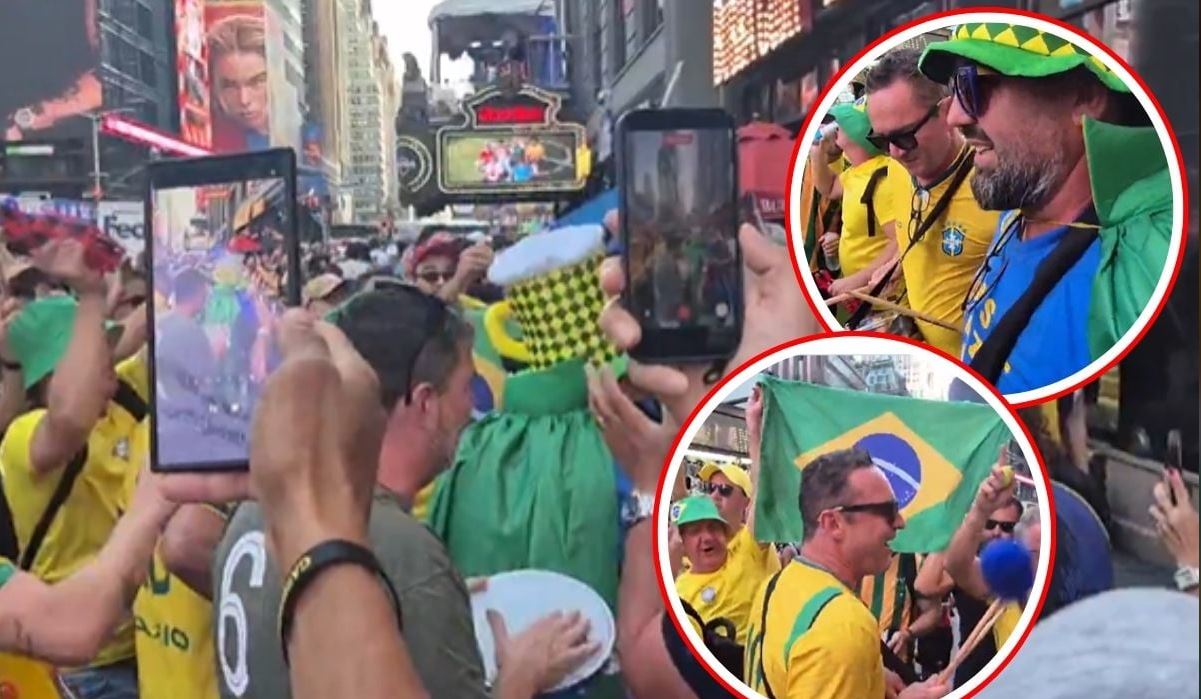 Fanii Braziliei petrec în Times Square înaintea meciului cu Marocul