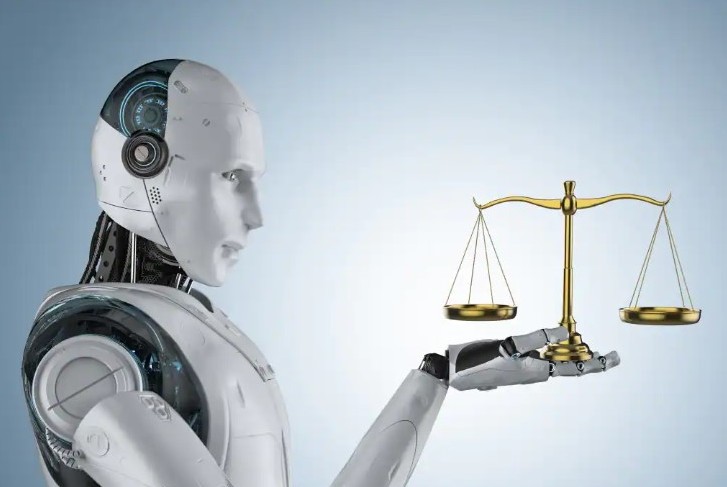 Logo OpenAI și ChatGPT pe un fundal juridic