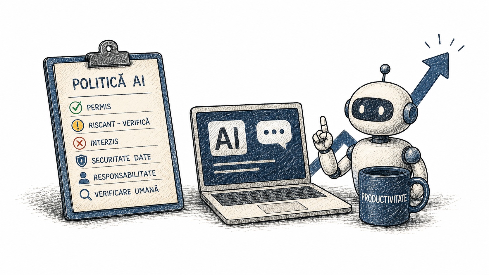 Echipă discutând reguli de utilizare AI la birou
