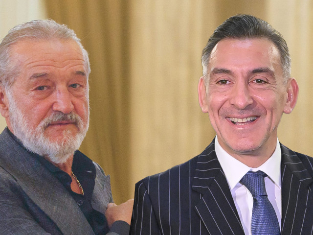 Gigi Becali și Ilie Dumitrescu discutând despre terenuri