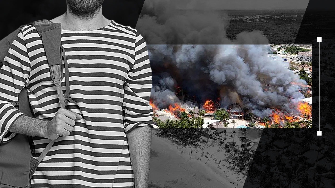 Imagini aeriene cu incendiul la resortul Viva Wyndham Dominicus Beach din Republica Dominicană, cu coloane de fum și clădiri cuprinse de flăcări