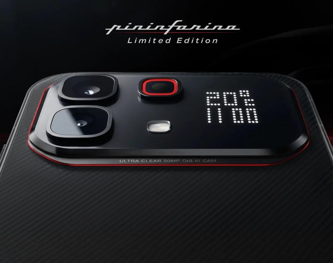 Infinix Note 60 Pro Pininfarina Edition cu finisaj fibră de carbon și accente roșii