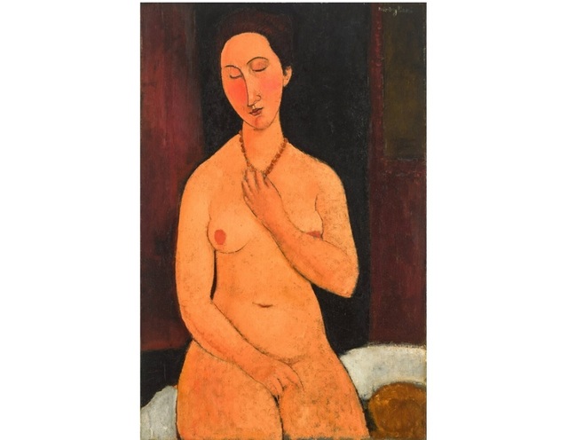 Portretul lui Amedeo Modigliani, Nud așezat cu colier, vândut cu 56 milioane euro la Sotheby's Londra
