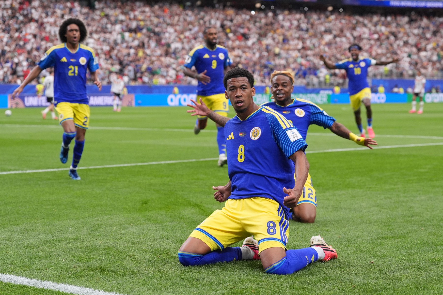 Liviano Comenencia a marcat primul gol din istoria Curacao la un Campionat Mondial, în meciul cu Germania