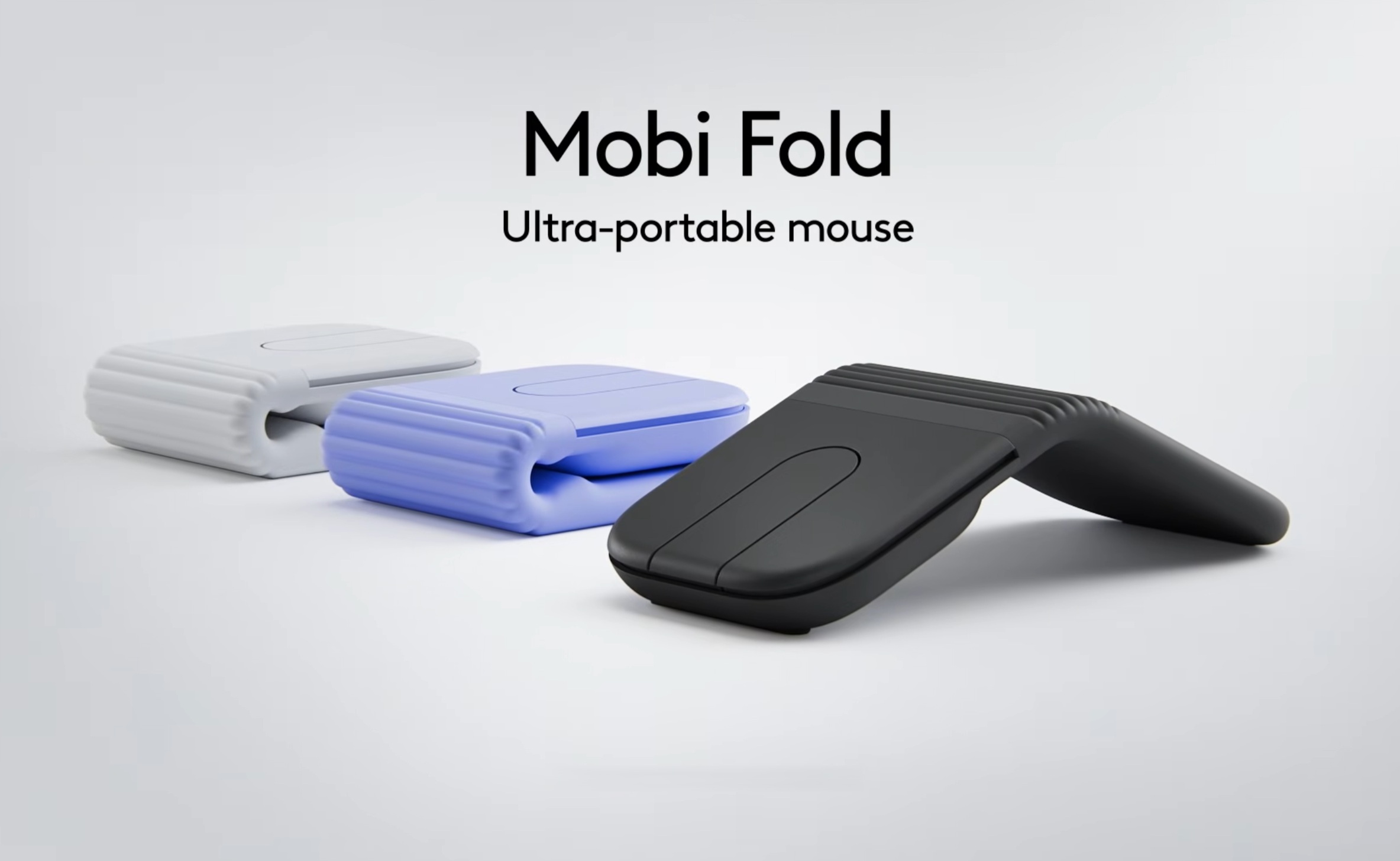 Mouse pliabil Logitech Mobi Fold în culoarea Graphite, deschis și pliat