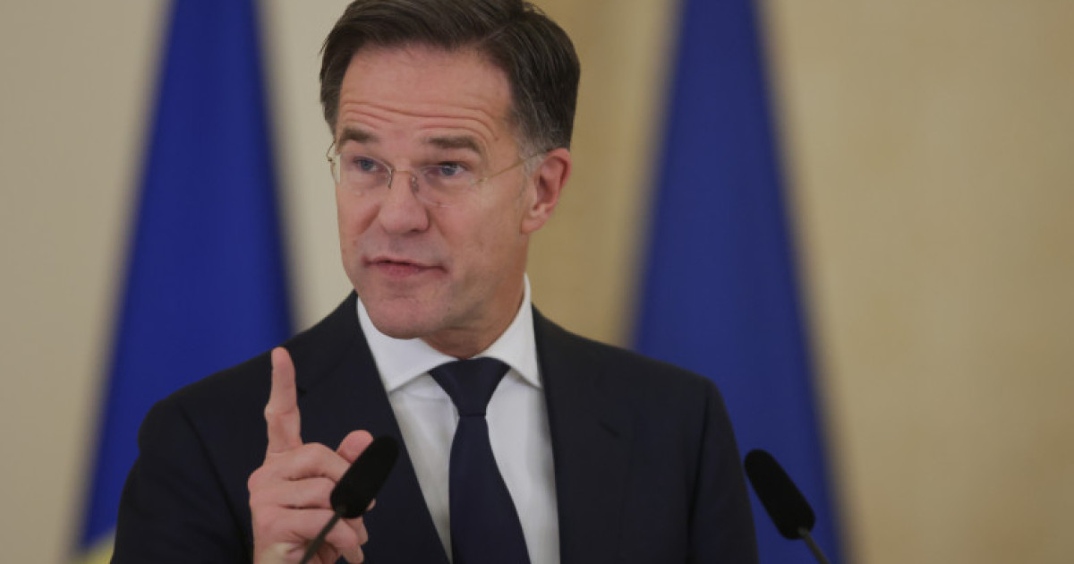 Mark Rutte și Volodimir Zelenski la conferința de presă de la Kiev
