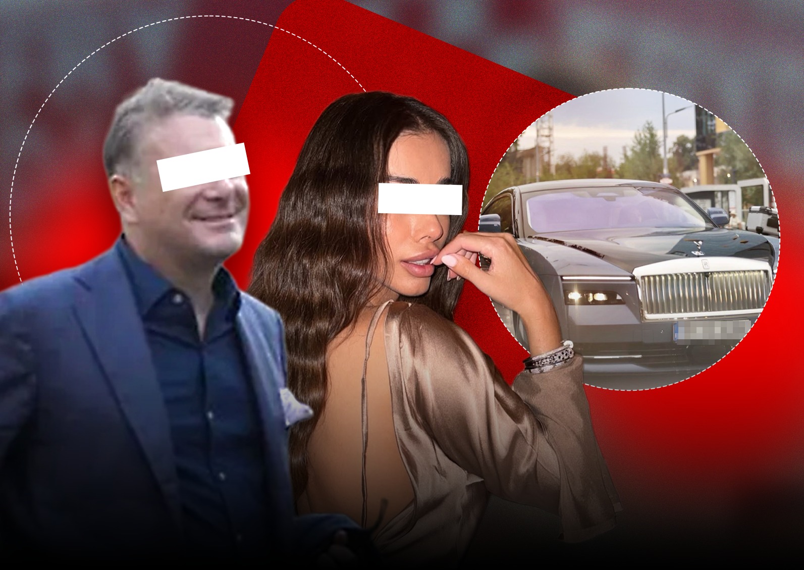 Rolls-Royce de lux parcat în fața unei clădiri