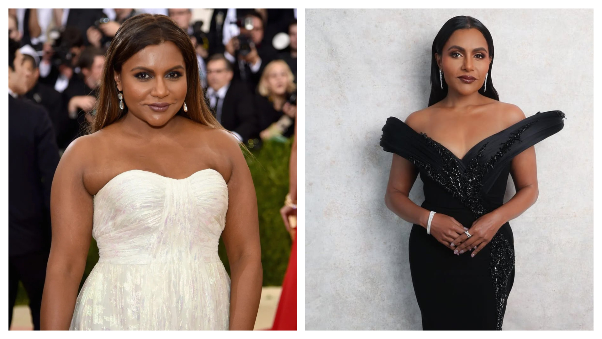 Mindy Kaling zâmbitoare, arătând transformarea fizică după slăbire