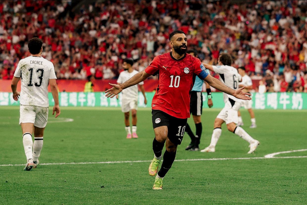 Mohamed Salah sărbătorind golul marcat pentru Egipt în meciul cu Noua Zeelandă