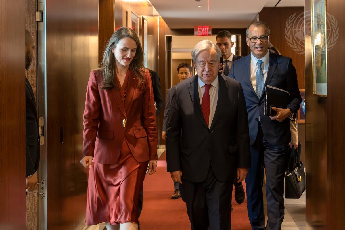 Oana Țoiu și António Guterres la întâlnirea de la New York