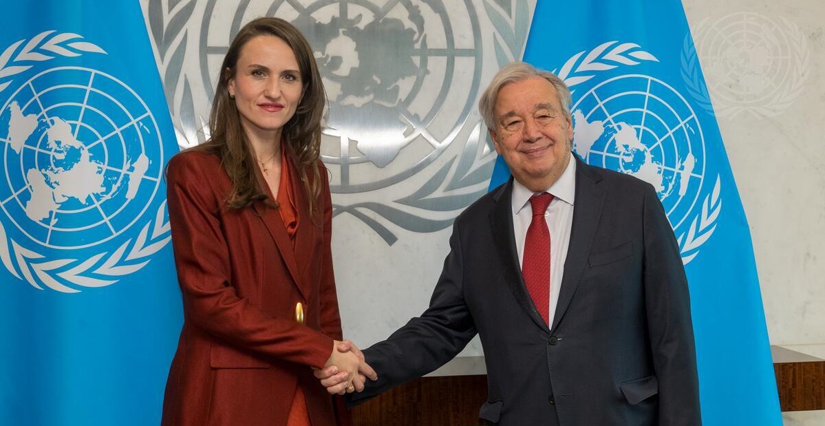 Oana Țoiu și António Guterres la întâlnirea de la New York