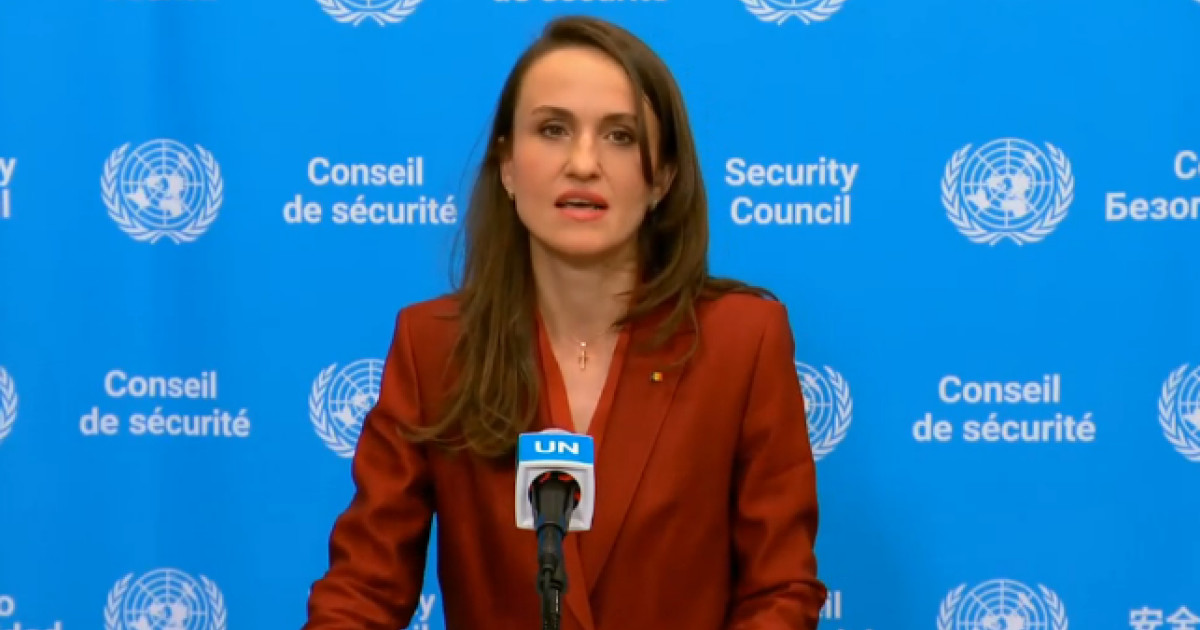 Oana Țoiu vorbind la Consiliul de Securitate al ONU