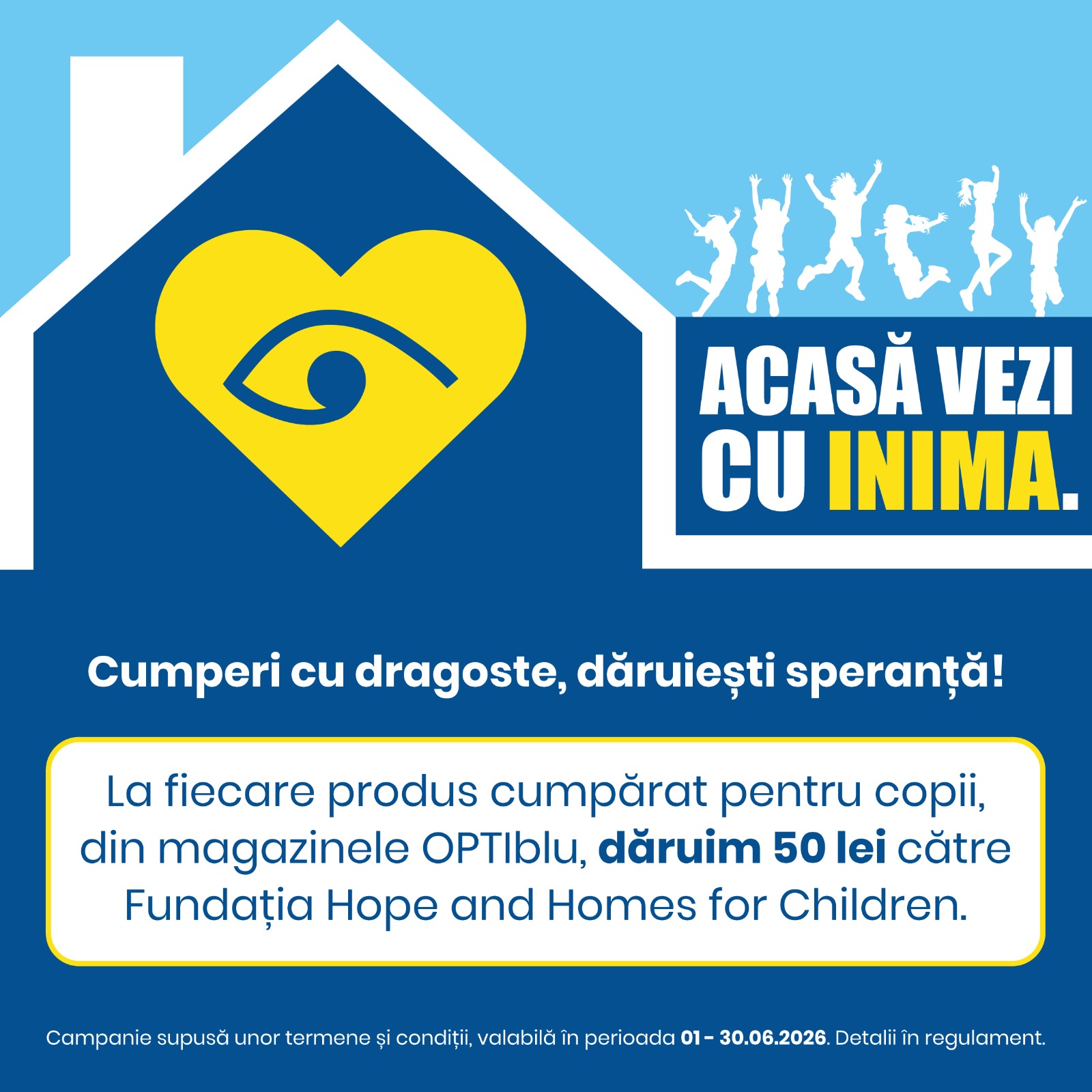OPTIblu donează 50 de lei pentru fiecare pereche de ochelari pentru copii vândută în iunie