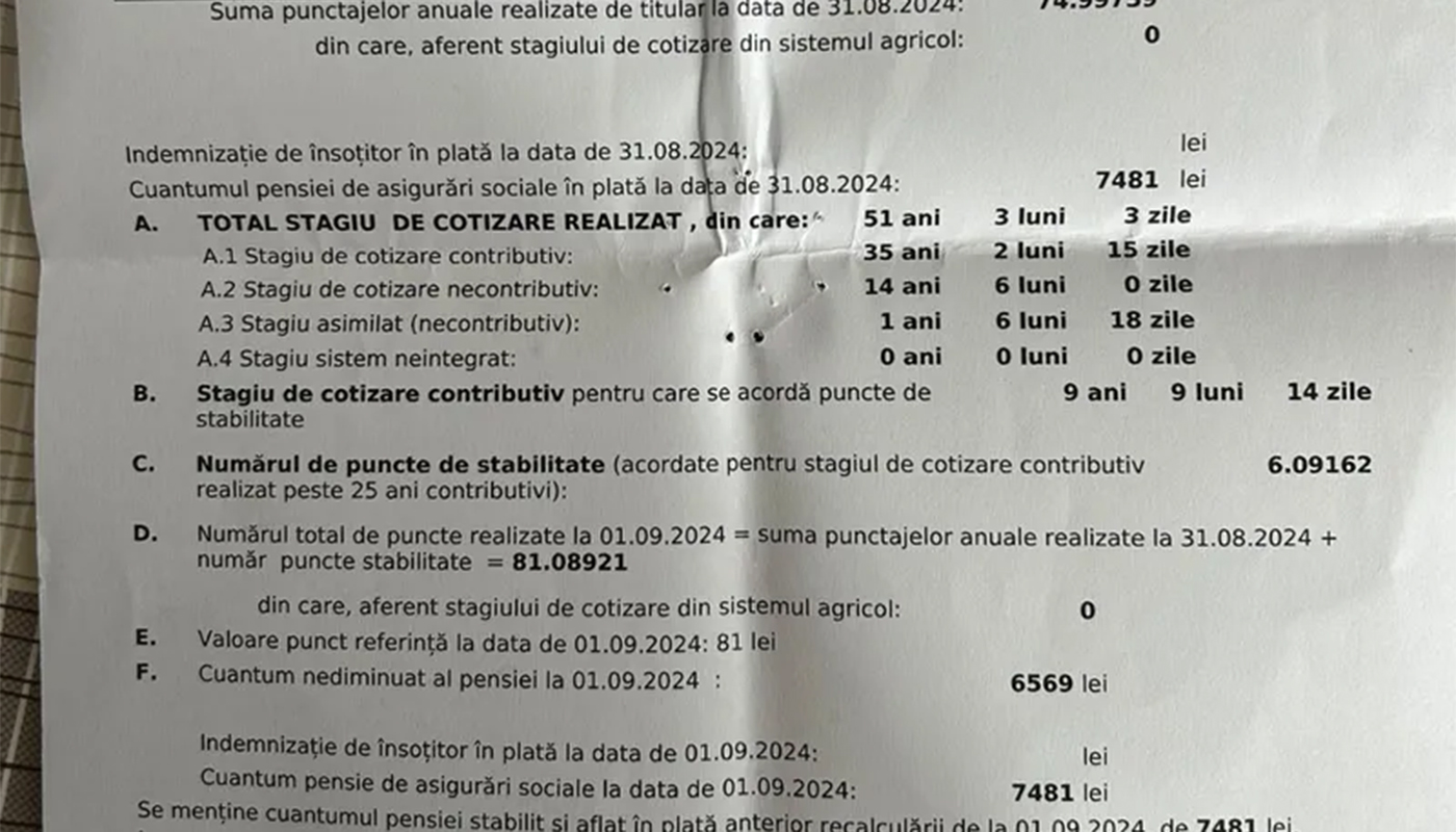 Pensionar român cu documente de pensie