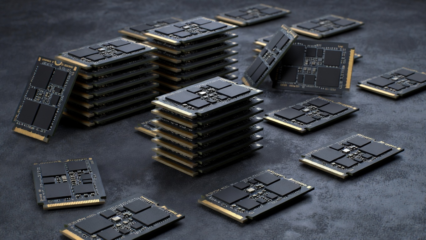 SSD-uri pe un raft de magazin