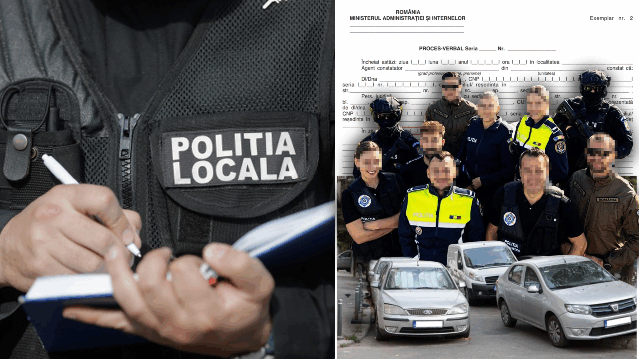 Mașină de poliție locală parcată lângă un sediu MAI