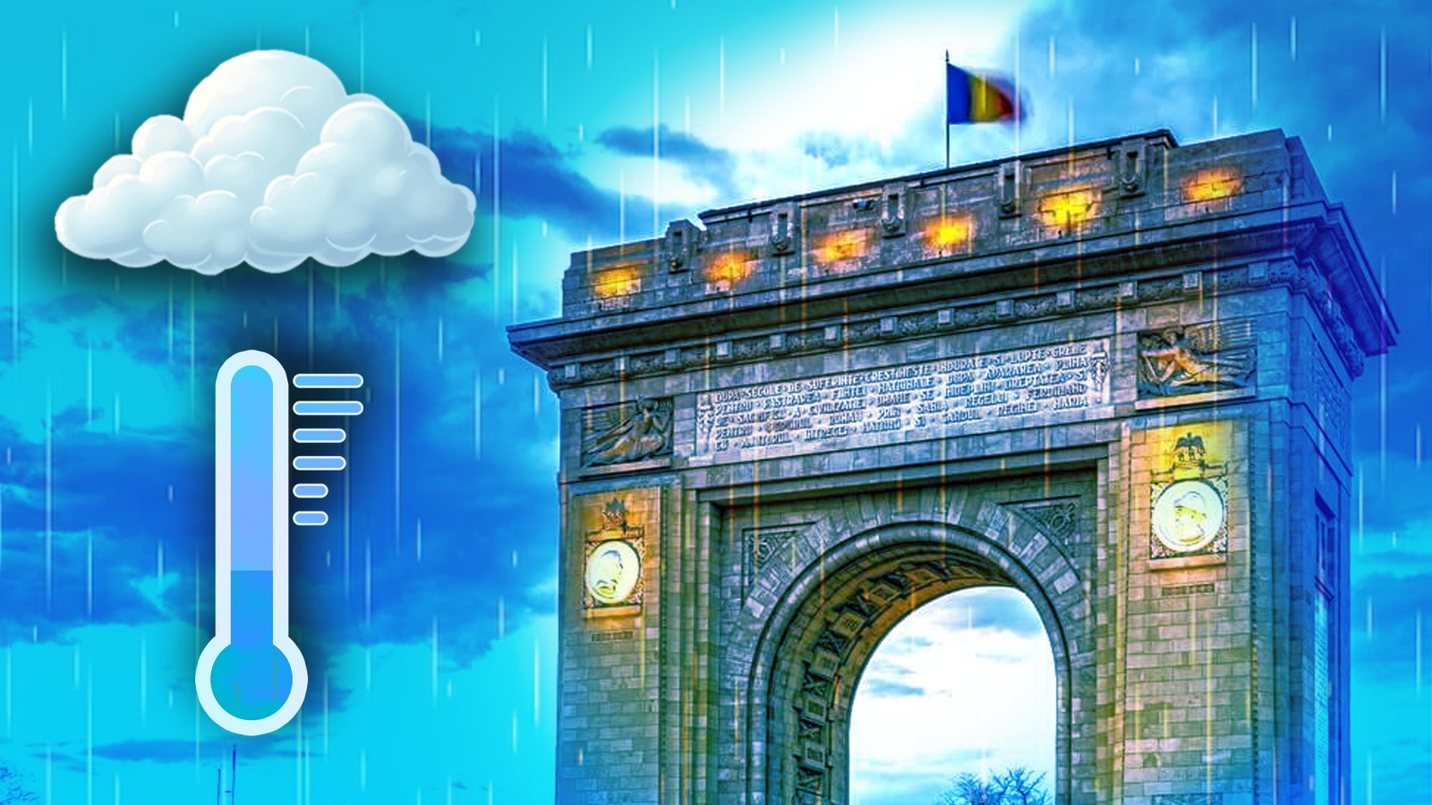 Hartă meteo cu furtuni și ploi în estul României