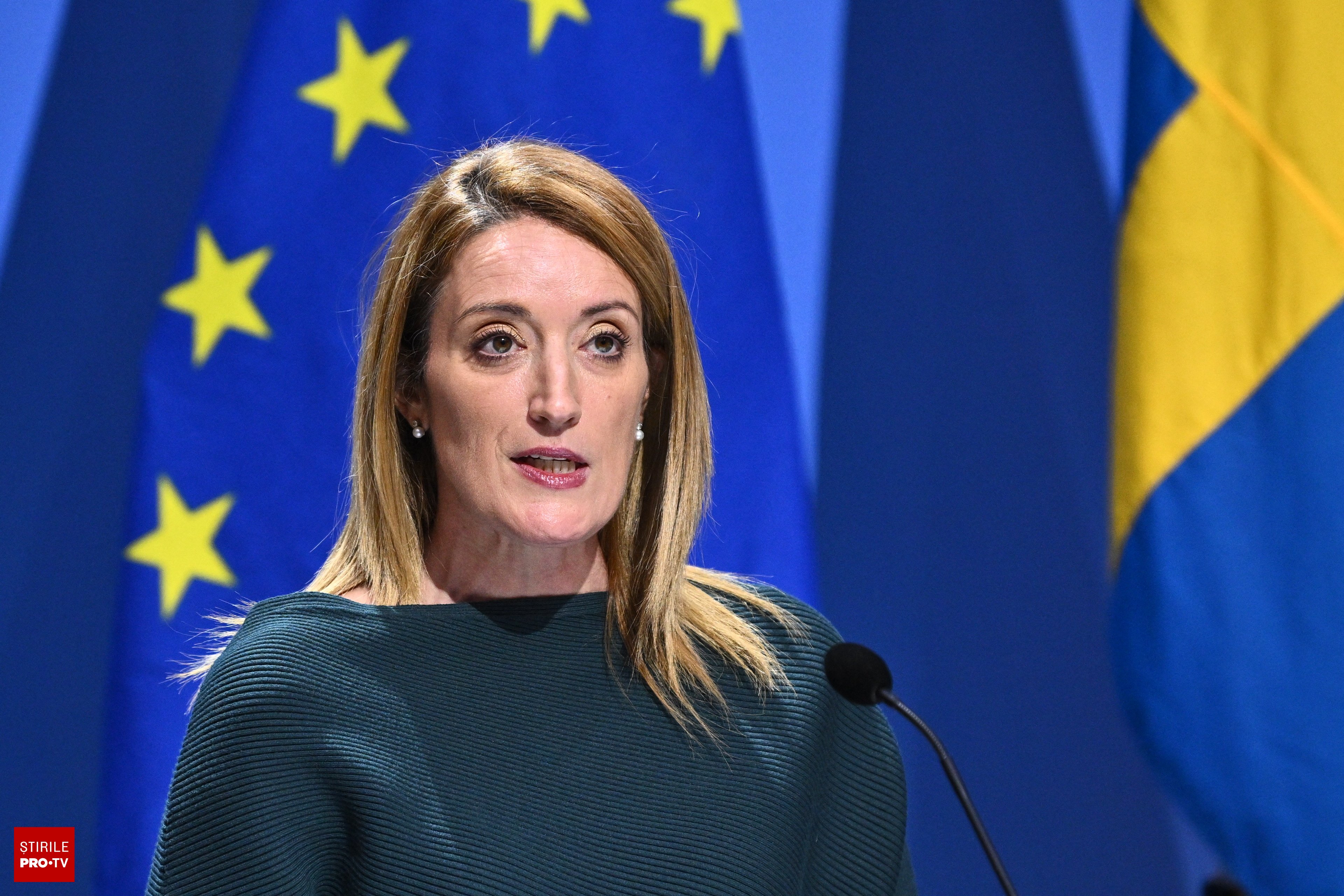 Roberta Metsola, președinta Parlamentului European, în cadrul unui interviu