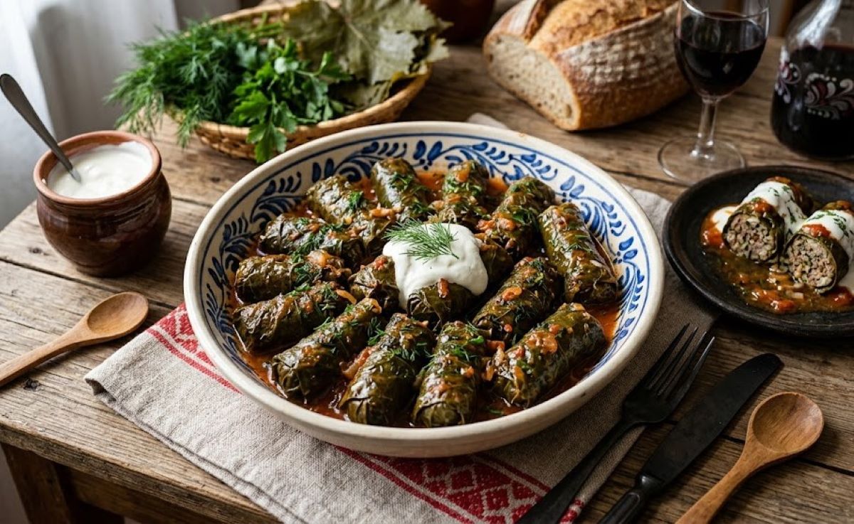 Sarmale de vară în foi de viță: rețeta ușoară și delicioasă cu un ingredient proaspăt care transformă gustul