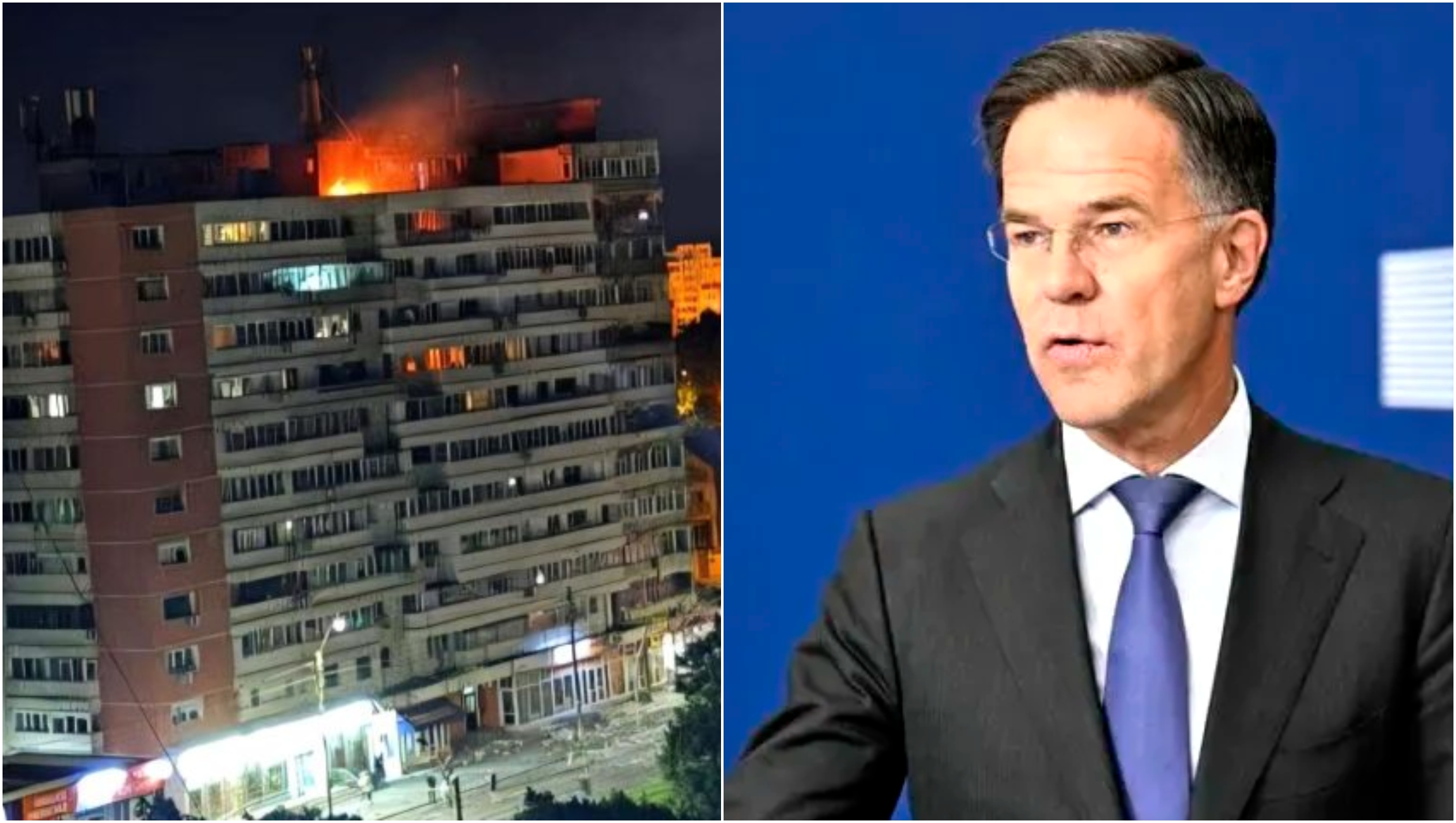 Mark Rutte și Volodimir Zelenski la conferința de presă de la Kiev