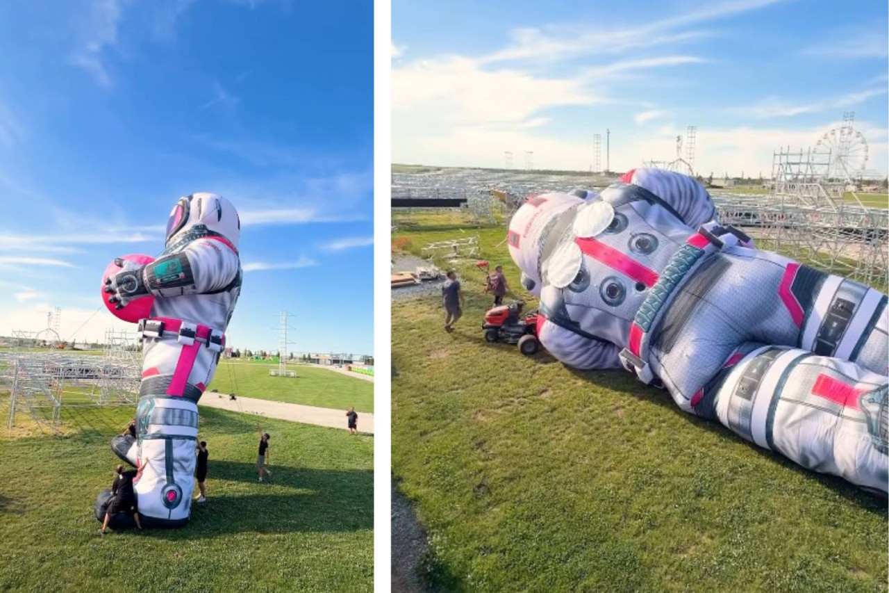Statuia astronautului NIBIRU, avariată accidental înainte de inaugurare, a devenit virală pe rețelele sociale