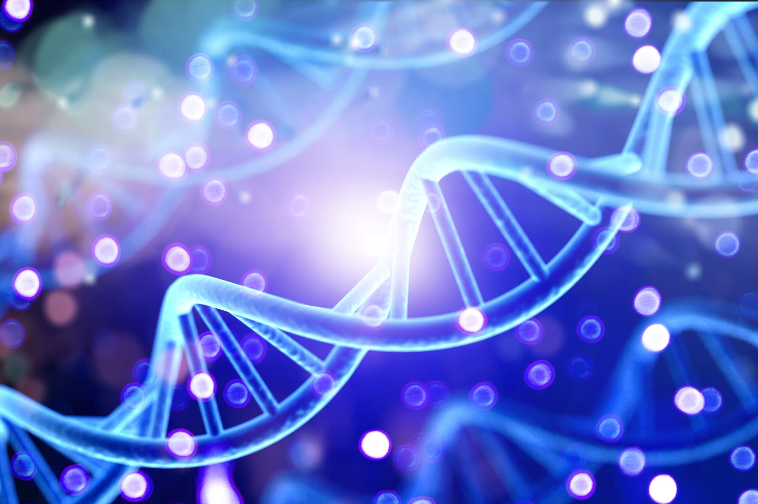Microscop electronic colorat al unei celule cu ADN și marcaje epigenetice