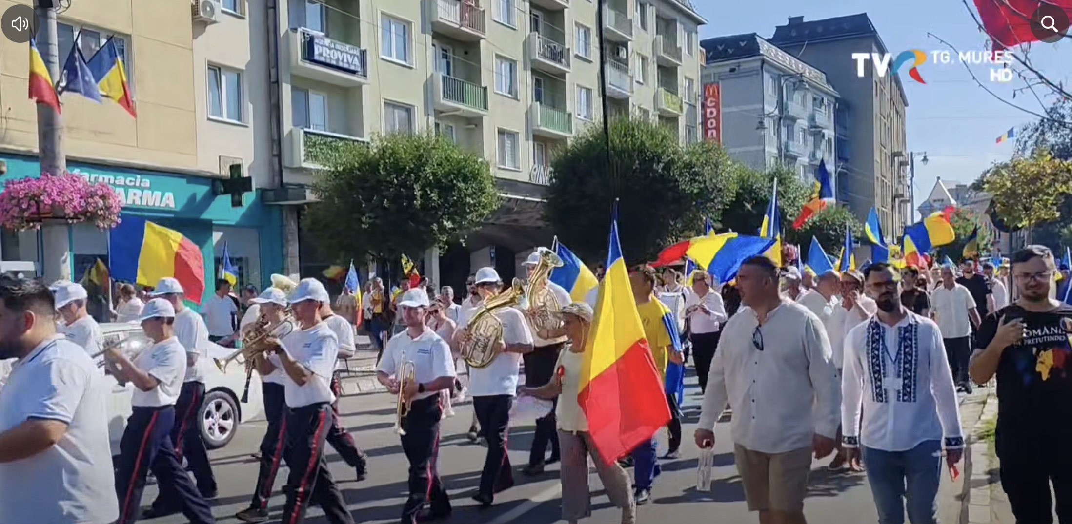 Participanți la Marșul Tricolorului organizat de AUR în Târgu Mureș