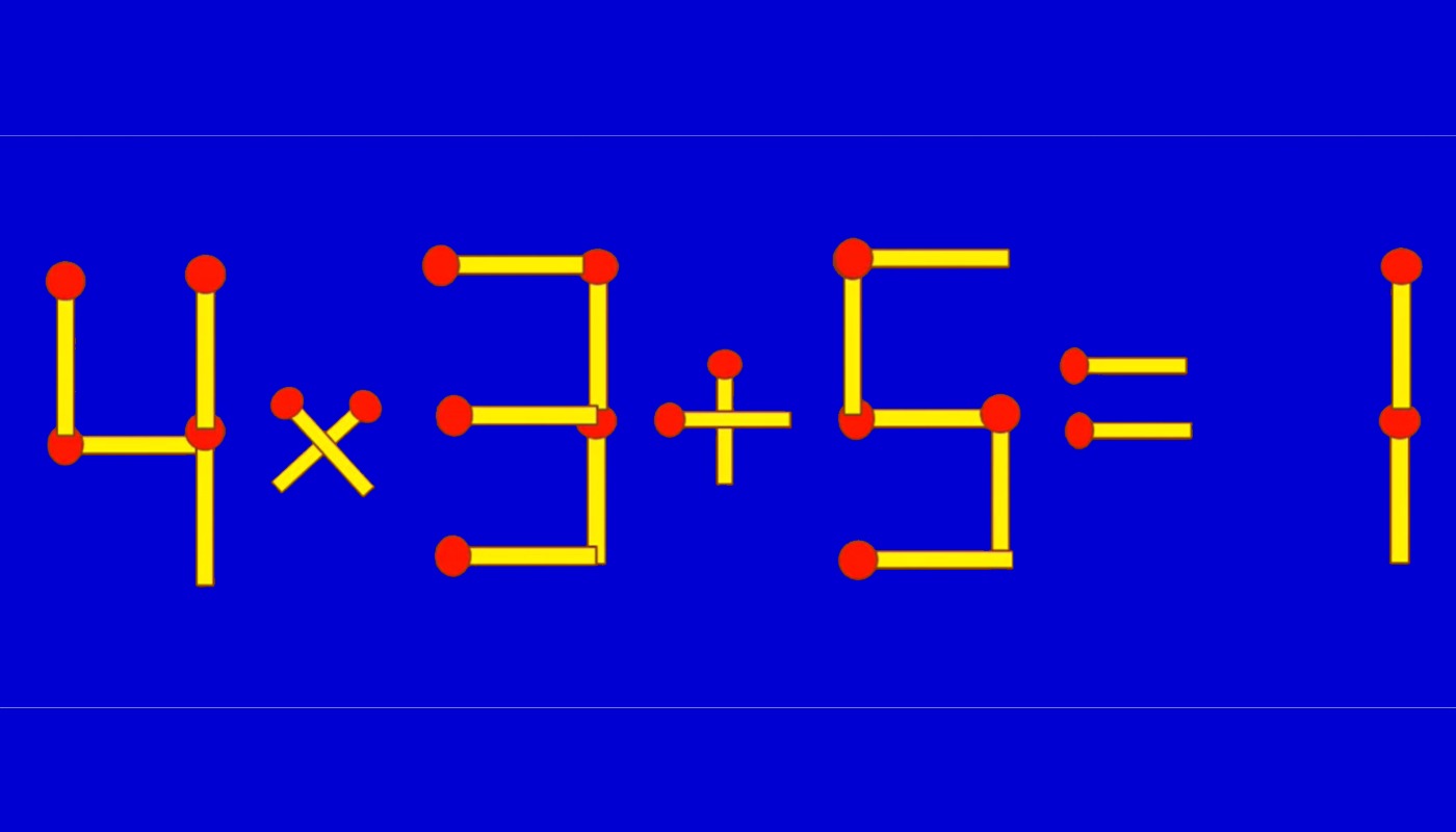 Test IQ cu chibrituri: corectează 4×3+5=1 mutând un singur băț
