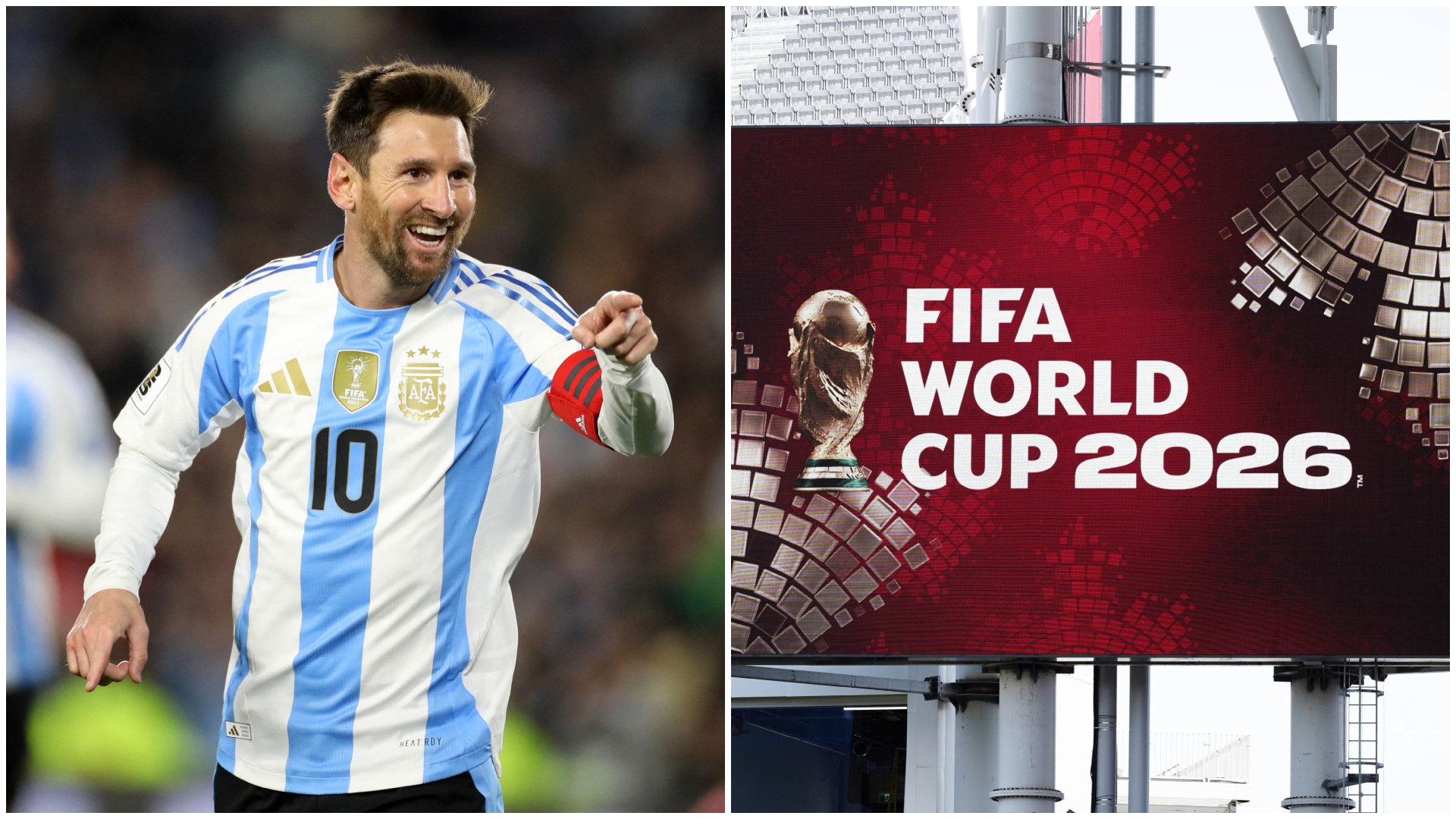 Lionel Messi cu trofeul Cupei Mondiale