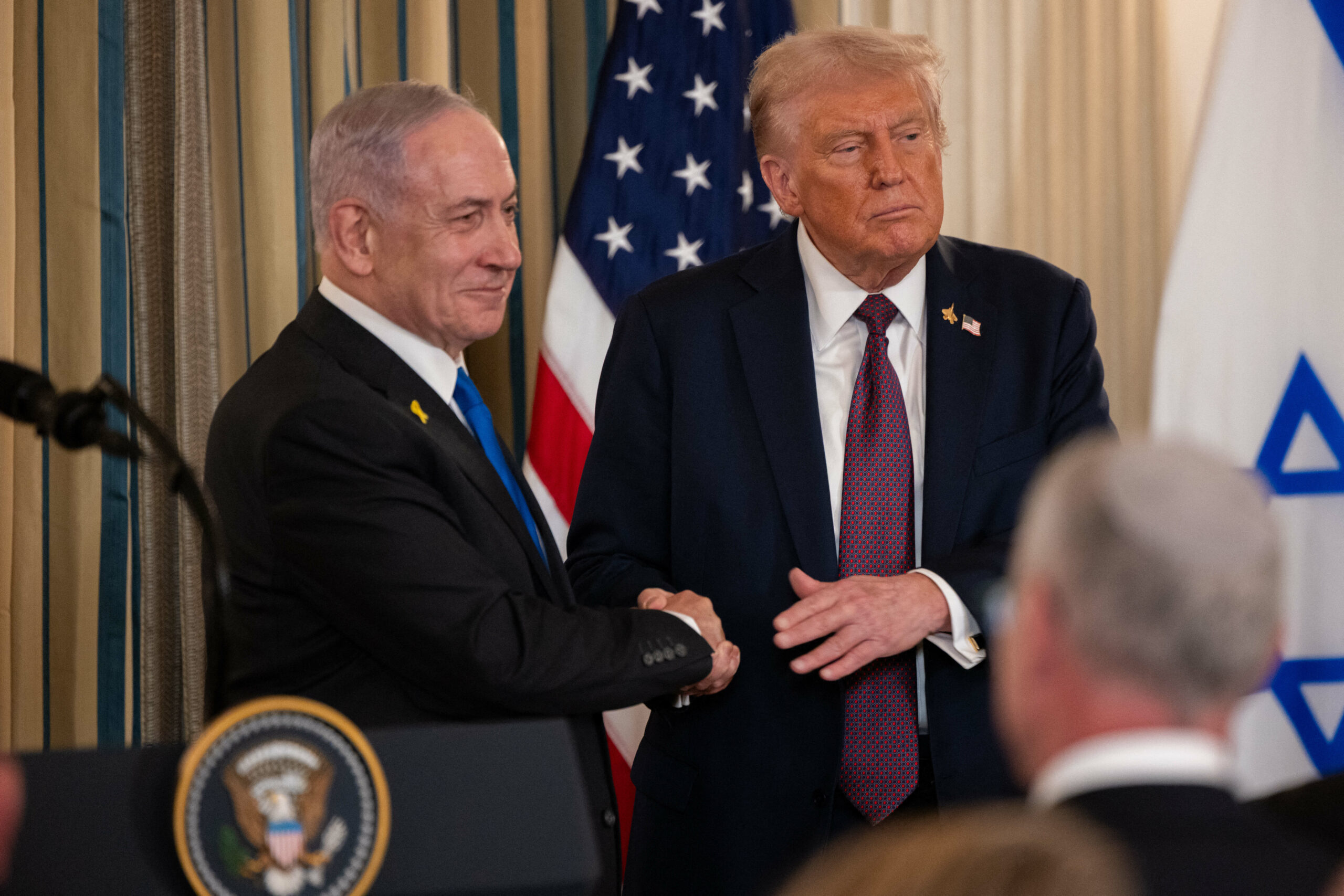 Donald Trump și Benjamin Netanyahu în cadrul unei întâlniri oficiale