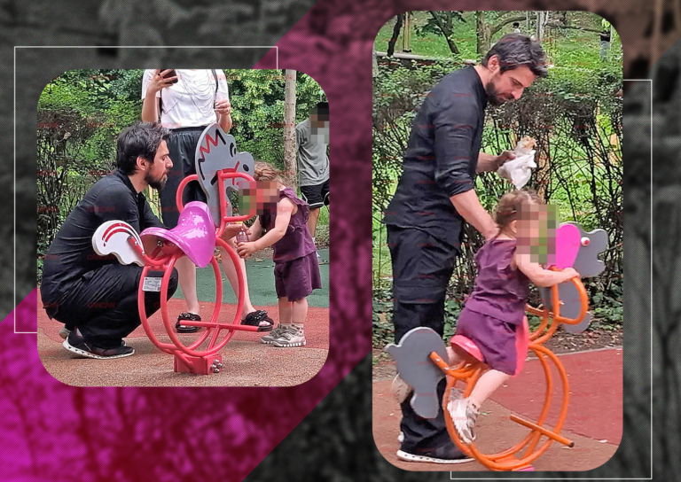 Tuncay Ozturk cu soția și fetița în parc