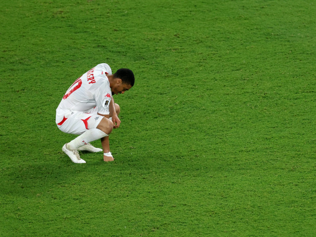 Jucători ai Tunisiei după meciul cu Japonia la Cupa Mondială