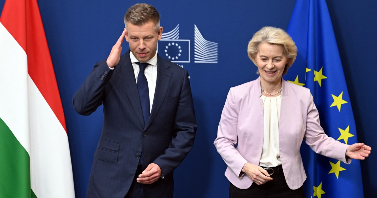 Péter Magyar și Ursula von der Leyen la o conferință de presă